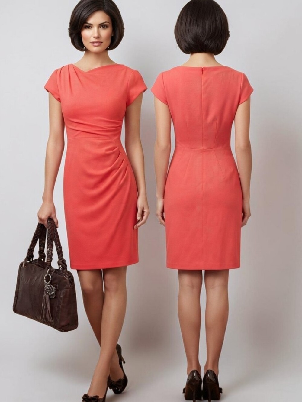 LK BENNETT Sabrina Asymmetrical Ruched Sheath Dress - Size 14